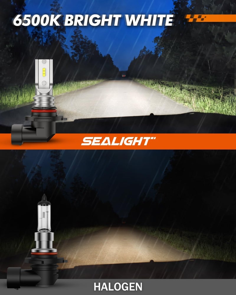 SEALIGHT 9145 H10 LED Fog Light Bulbs, 400% Brighter 6500K White 1:1 Mini Size H10 LED Fog Lights, Strong Penetration 9145 9140 Fog Light Bulb, Pack of 2 - Image 2